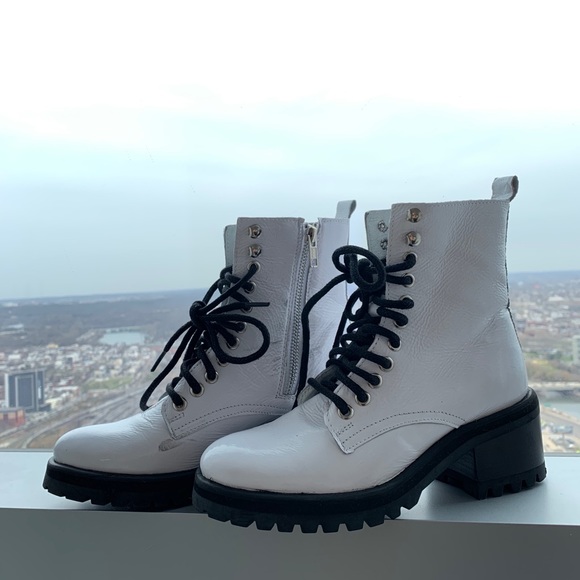 steve madden white combat boots